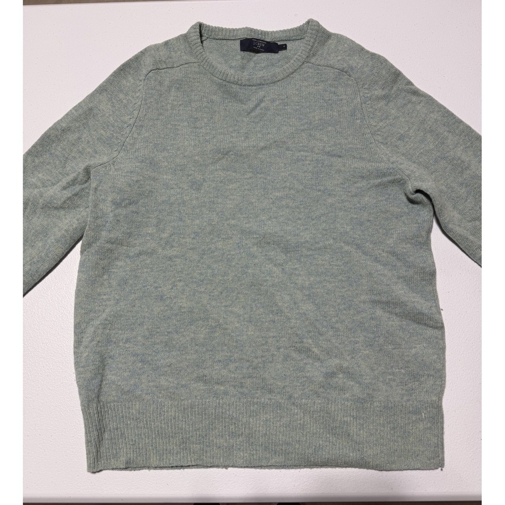 J. Crew 100% Lambswool Crewneck Sweater Medium Light Blue/Green